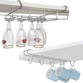 Conjunto Porta Taças e Xícaras Cromado Encaixe Prateleira Organizadores de Cozinha